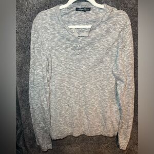 Kenneth Cole New York Marled Grey Henley Sweater Men size L